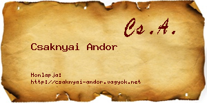 Csaknyai Andor névjegykártya
